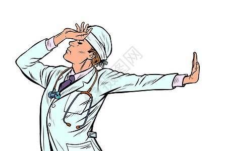 白种人医生人医学 羞耻的否认姿态 n姿势插图工作病人顾问漫画医师手势男人微笑图片