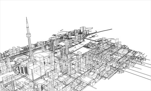 概述城市概念 线框样式墨水景观地平线鸟瞰图建筑学建筑白色艺术市中心摩天大楼图片