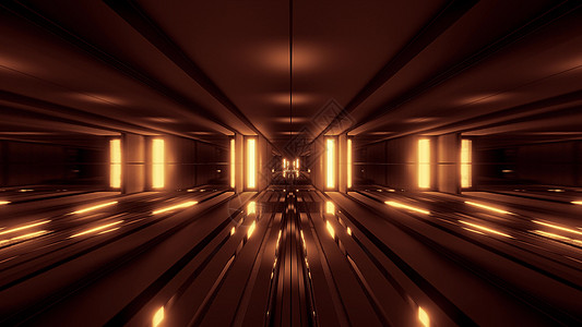 清洁风格的闪光隧道走廊背景背景 有金光背景三度覆盖科幻运动插图反射3d艺术反光玻璃金属黑色图片