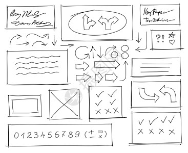 一组手工绘制的拼写设计元素 黑白矢量图解图片