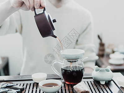 中华游茶茶仪式黏土健康文化传统茶壶精神桌子浓茶治疗木头图片