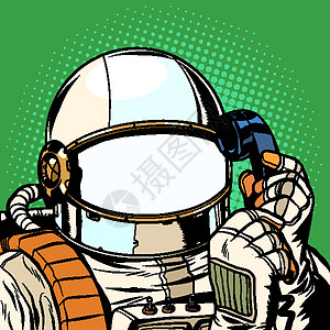 宇航员正在打电话 空的宇航服模板绘画办公室讲话人士商业宇宙男性科学太空人流行音乐图片