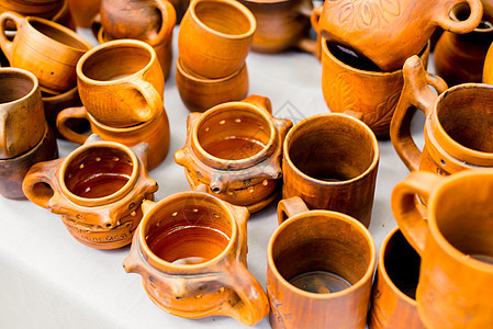 黄粘土的外壳 使技术在工业化前时期杯子贸易文化制品花瓶手工水壶陶瓷投手陶器图片