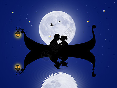 月光下歌多拉的情侣图片