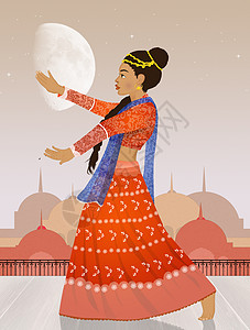 跳宝莱坞印度舞的女子民俗学舞蹈家仪式女孩成人艺术文化情感展示女士背景图片