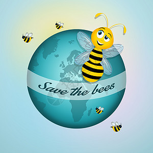 蜜蜂在世界上处于危险之中灭绝昆虫吉祥物世界条纹蜂巢蜂蜜蜂窝插图行星图片