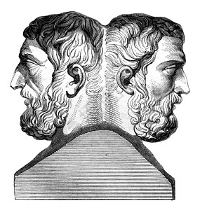 Epicurus和Metrodorus的Hermes 古代雕刻图片
