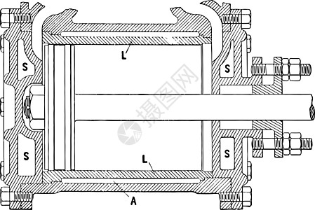 喷鬼皮斯顿减少热损耗的古董插图图片