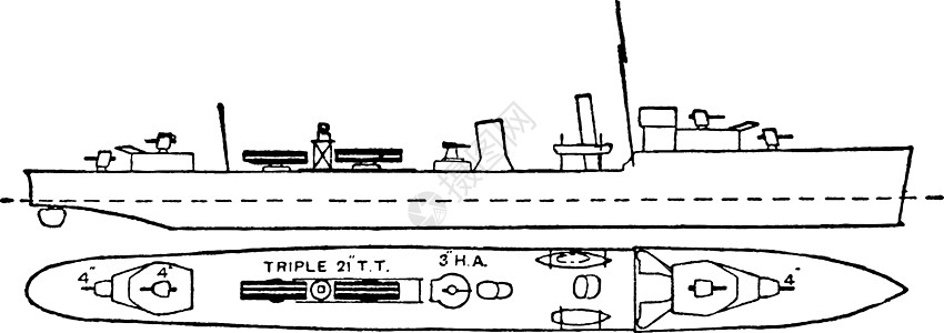 英国皇家海军驱逐舰和船队头领战舰 v图片