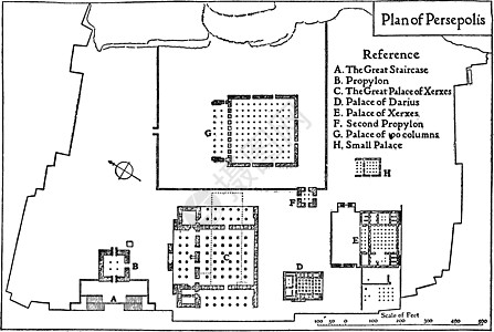 公元前 513 年的波斯波利斯计划复古插图背景图片