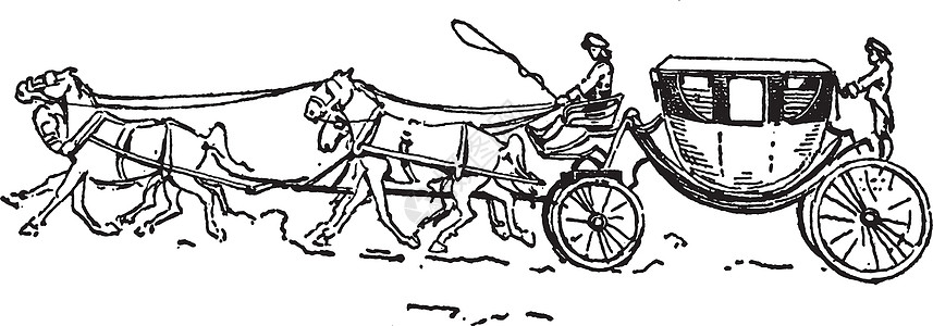 华盛顿马车复古插画图片