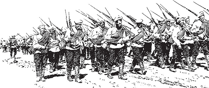 步兵复古插图背景图片