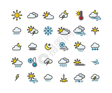 天气填充大纲图标集 Vector I说明图片