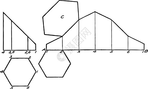 开发六边形棱柱古典图解背景图片