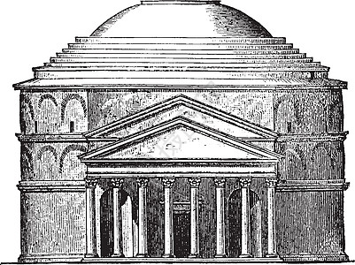 罗马万神殿的外观 古代雕刻图片