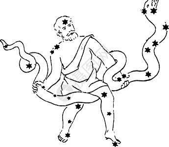 戴蛇形古董插图的人图片