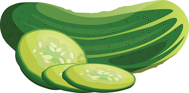 绿色黄瓜和切片卡通蔬菜矢量它制作图案图片