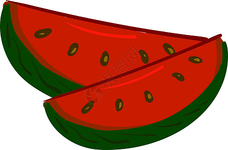 西瓜切片 矢量或彩色插图绘画水果茶点饮食红色白色食物绿色营养甜点图片