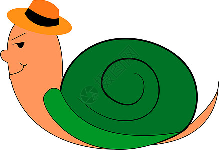 带有绿色贝壳矢量或彩色插图的棕色蜗牛图片