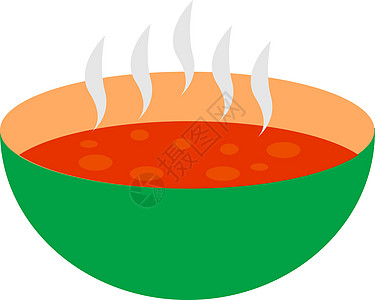 白色背景上中的红汤图片