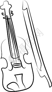 画小提琴 插图 白色背景的矢量图片