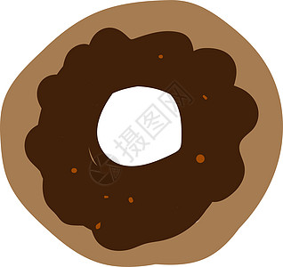 白色背景上的巧克力甜甜圈插画矢量糕点奶油面包小吃早餐食物插图蓝色磨砂卡通片图片
