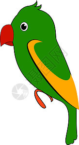 白色背景上的绿色热带鹦鹉插画矢量图片