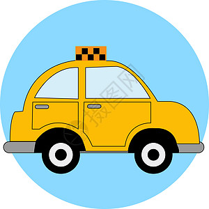 黄色出租车 插图 白色背景的矢量图片