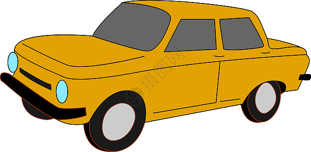 白色背景上的黄色汽车服务发动机艺术速度运输车辆出租车车轮乘客设计图片