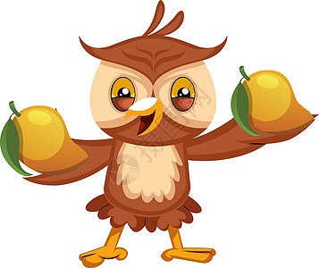 苹果白底用水果 插图 白底矢量的猫头鹰插画