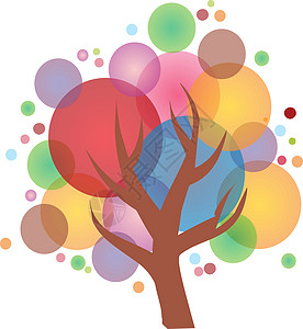 五颜六色的快乐泡泡树矢量或彩色图案背景图片