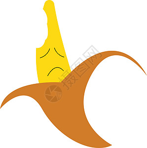 悲伤的去皮黄色香蕉矢量或彩色图案图片
