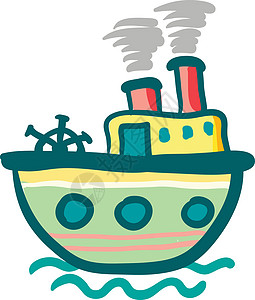 彩色蒸汽船矢量或颜色插图的油漆图片