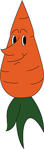 婴儿橙红胡萝卜矢量或彩色插图营养萝卜绘画艺术绿色孩子们饮食叶子植物沙拉图片