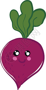 矢量图的可爱微笑紫色甜菜与绿色 le图片