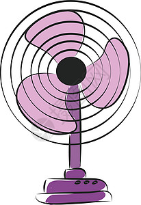 白色背景的紫色电风扇矢量插图图片