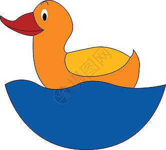 白b上蓝色水矢量插图上的黄色笑鸭图片
