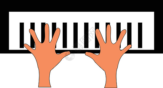 双手在钢琴键键盘向量插图上图片