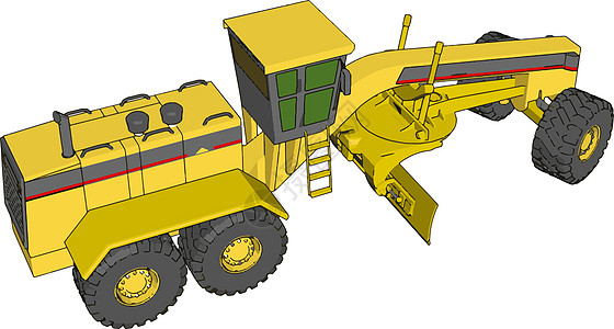 白色背景上的黄色工业平地机矢量图建筑搬运工运输地面操作员地球评分员刀刃机器发动机图片