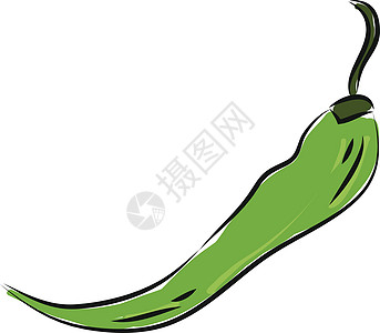白色背景的热绿色胡椒插图矢量图片