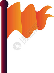 白色的紫色棍子矢量图标上的橙色旗帜插图图片