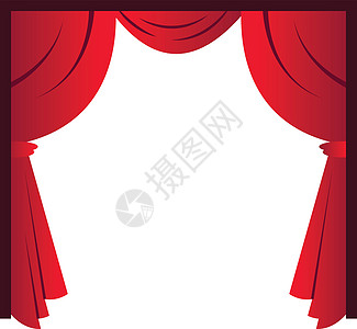 白色背景上的红色窗帘简单矢量图解背景图片