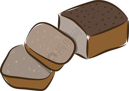 面包切片一条黑面包切成切片矢量或颜色说明插画
