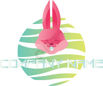 粉红兔子的快乐头 在多彩泡泡泡沫 矢量标识插图i背景图片