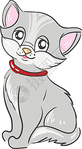 可爱的灰猫短发卡通片晶须哺乳动物宠物涂鸦灰色朋友动物插图图片