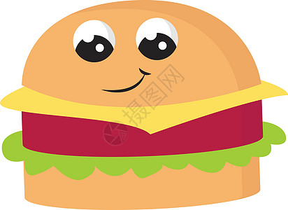 微笑的可爱汉堡包矢量或彩色图案的表情符号图片