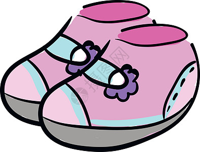婴儿粉色鞋矢量或颜色插图的剪贴板图片