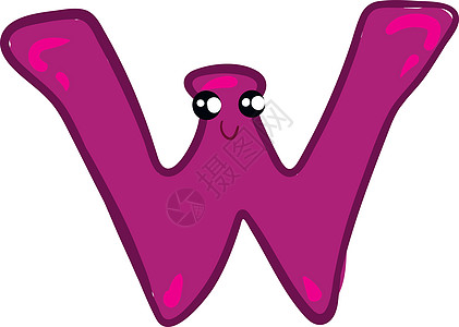 可爱字母W/Alphabet W矢量或颜色插图的Emoji图片