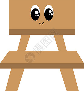 可爱的微笑木椅的表情符号矢量或颜色说明图片