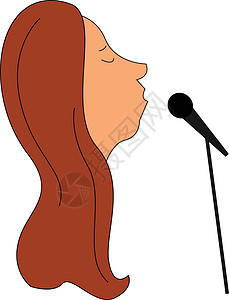 一位女歌手的脸的剪贴画矢量或彩色插图图片